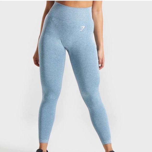 Gymshark Women’s Vital Seamless Leggings Blue Marl Size Small - Picture 2 of 9
